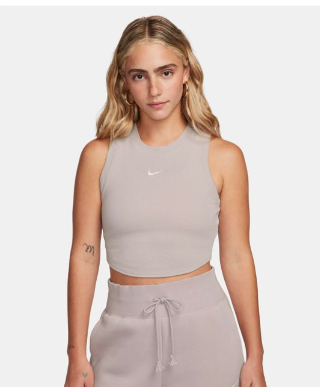 Nike dámský Crop Top Nike Sportswear Chill Knit béžová