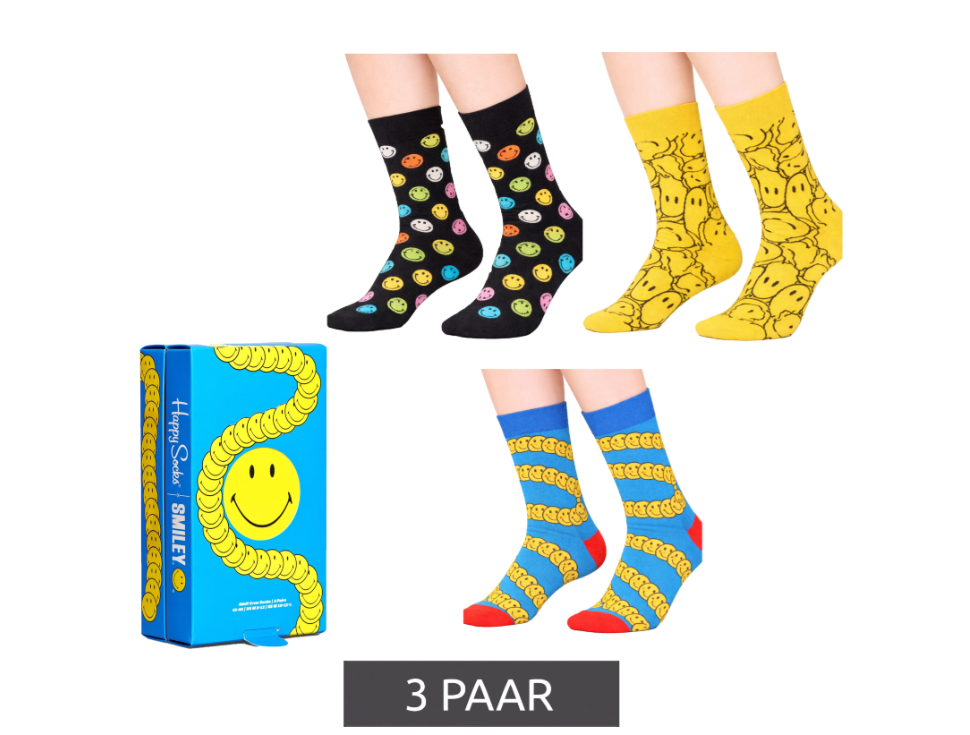 Dárková sada ponožek Happy Socks x Smiley (3 páry) – XSMY08-6700