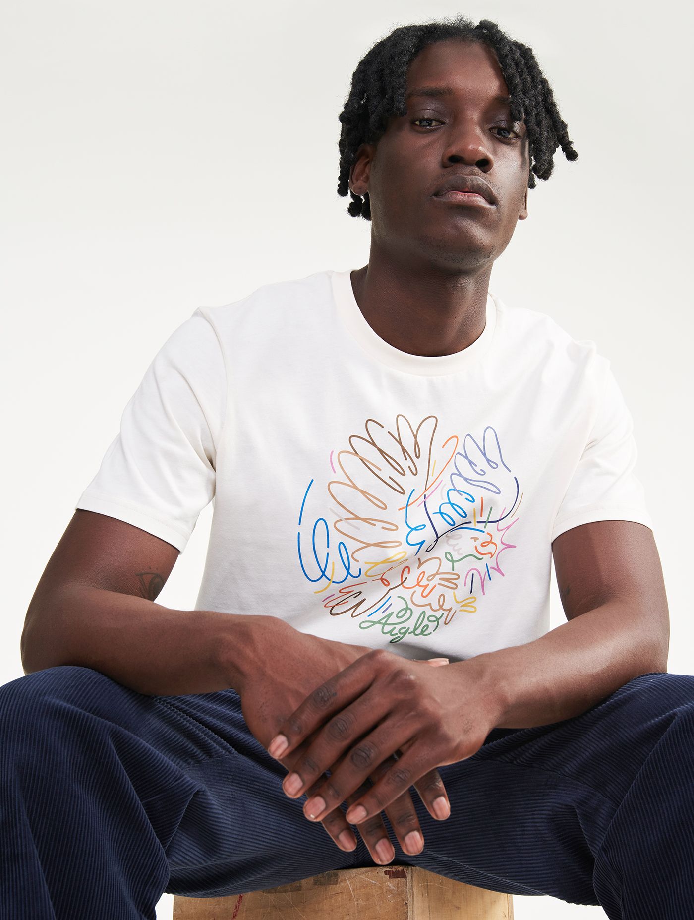 Pánské bavlněné tričko Aigle Jordy Artwork – krémově bílá (Lait / Off-White)