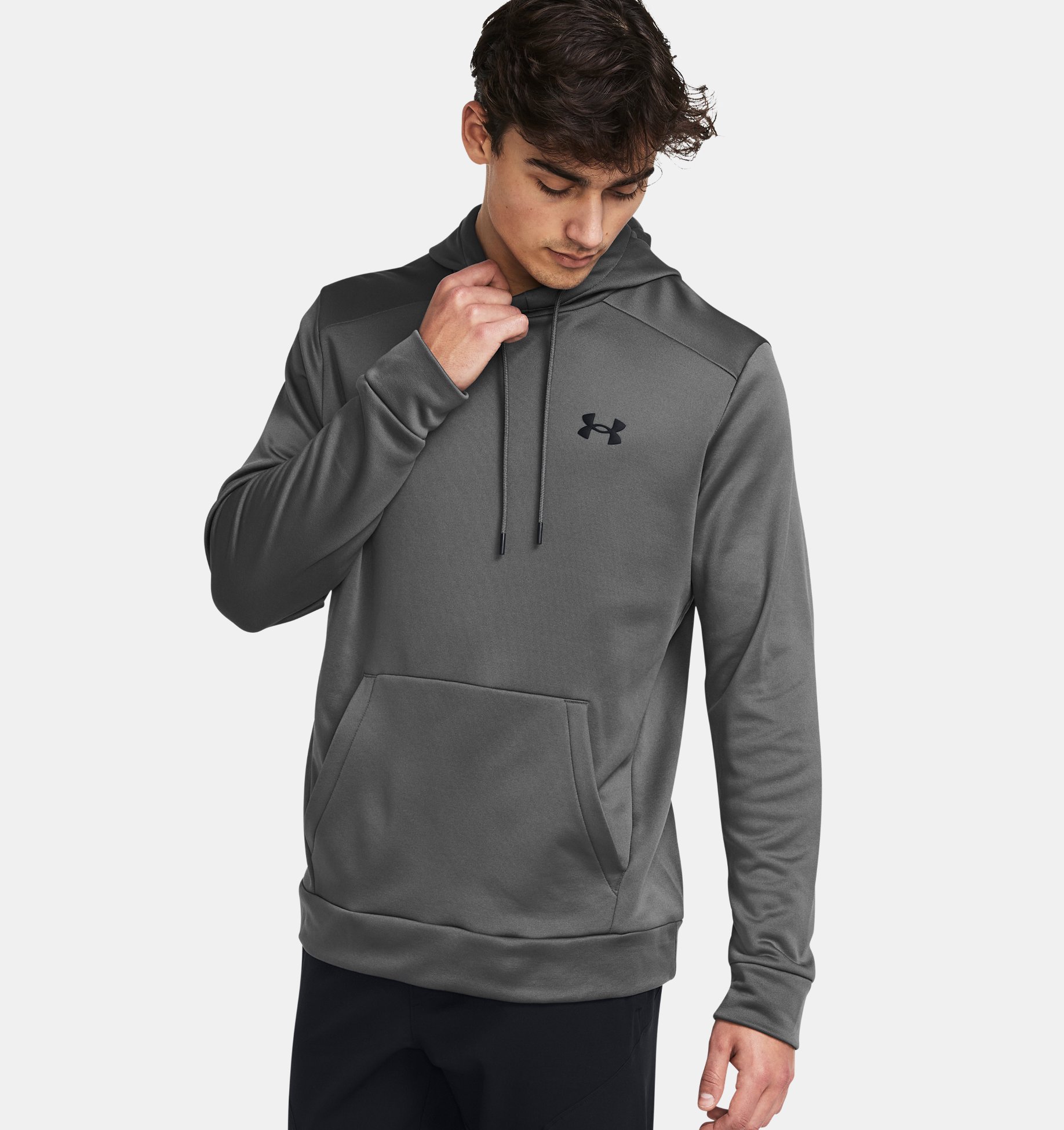 Pánská mikina Under Armour UA Armour Fleece Hoodie – Šedá (Castlerock/Black)