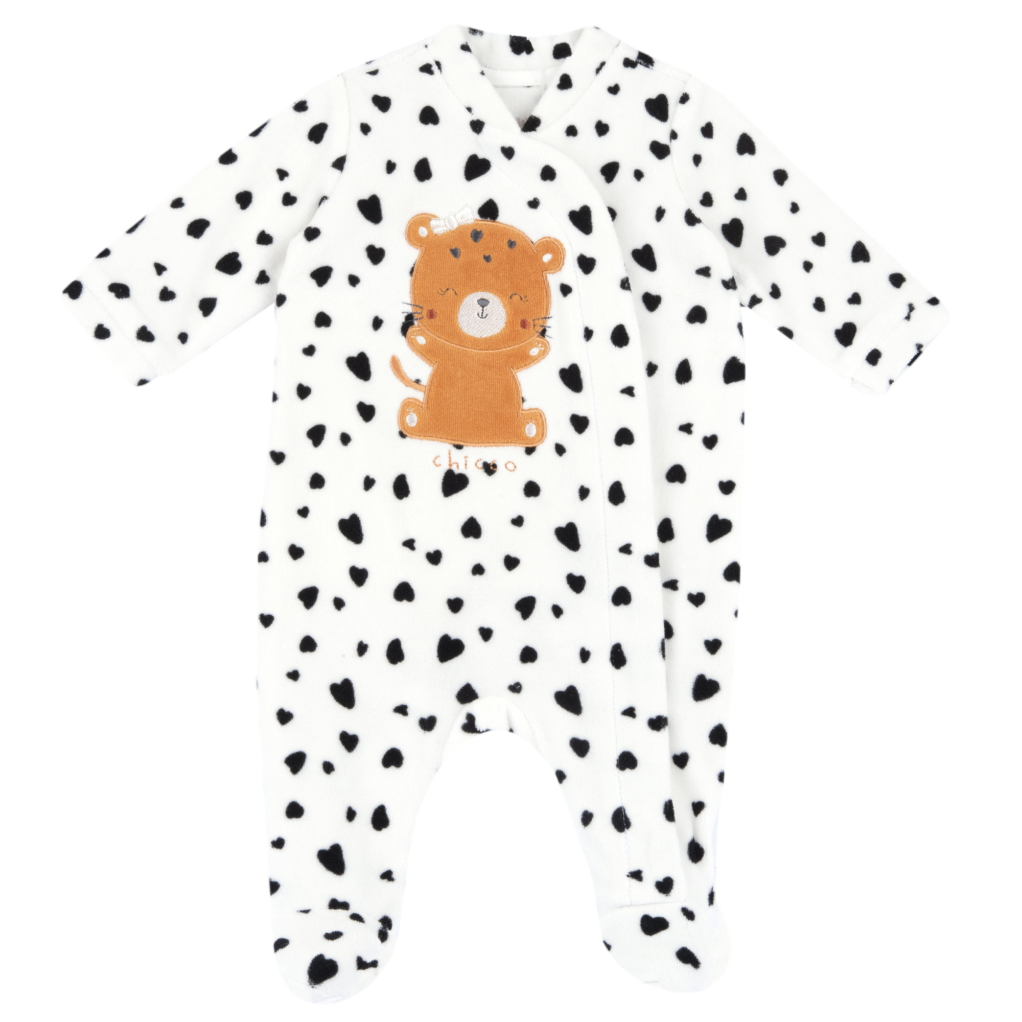 Chicco unisex dětský velurový overal Černobílý tygr 27207