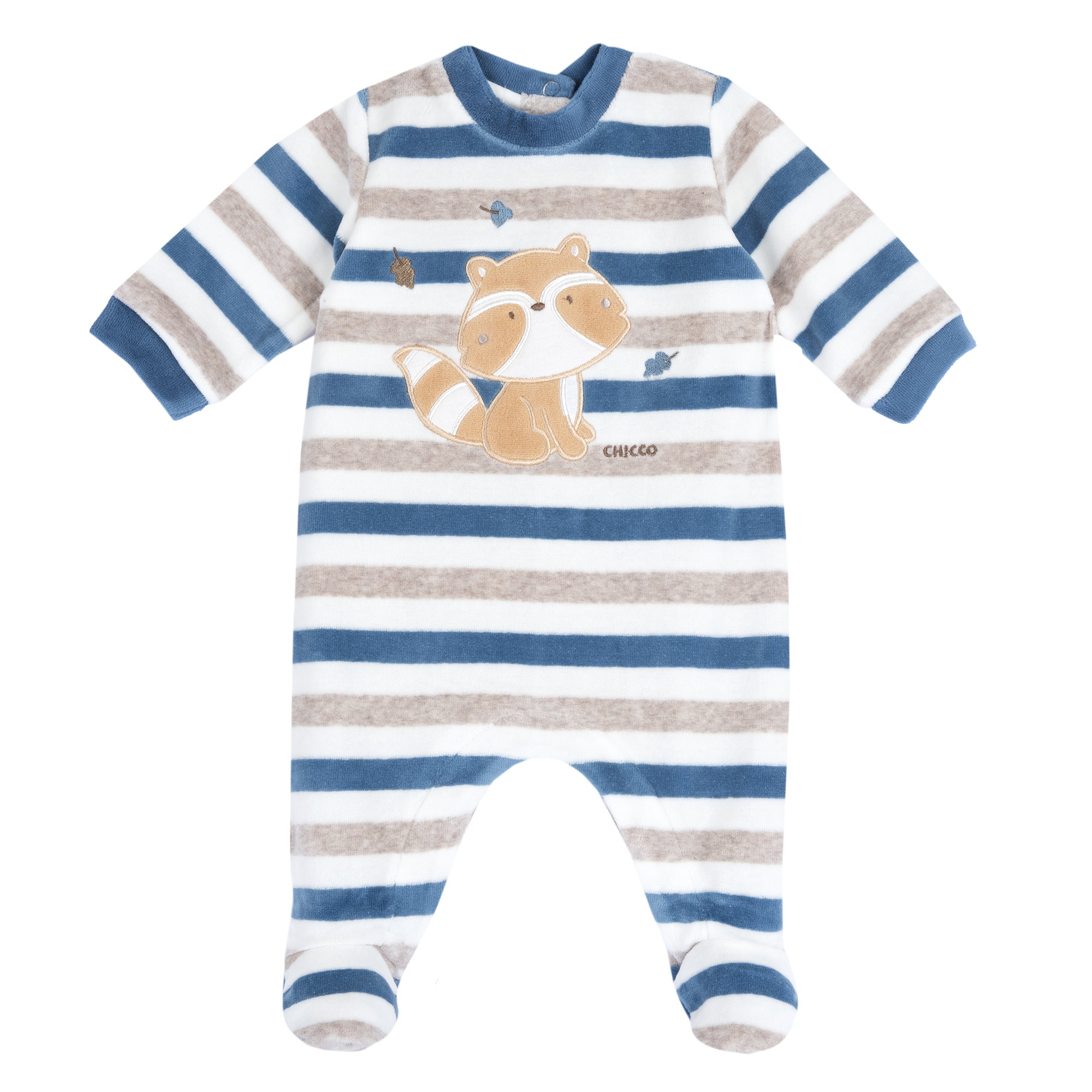 Chicco unisex kojenecký pruhovaný velurový overal Mýval 07507