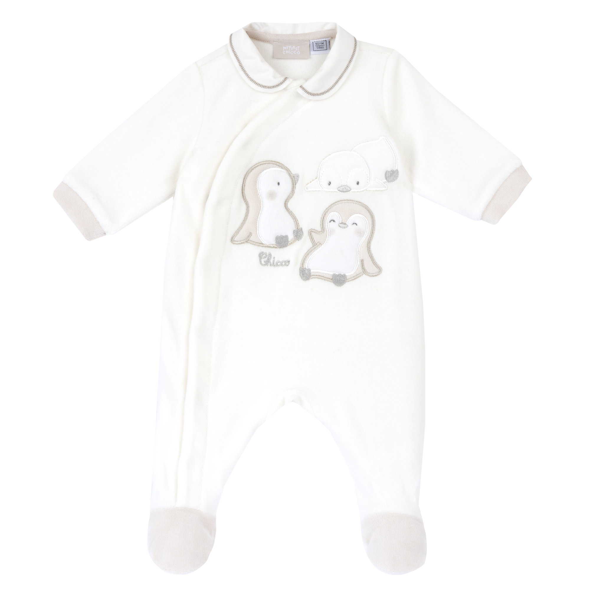 Chicco unisex kojenecký velurový overal Tučňáci