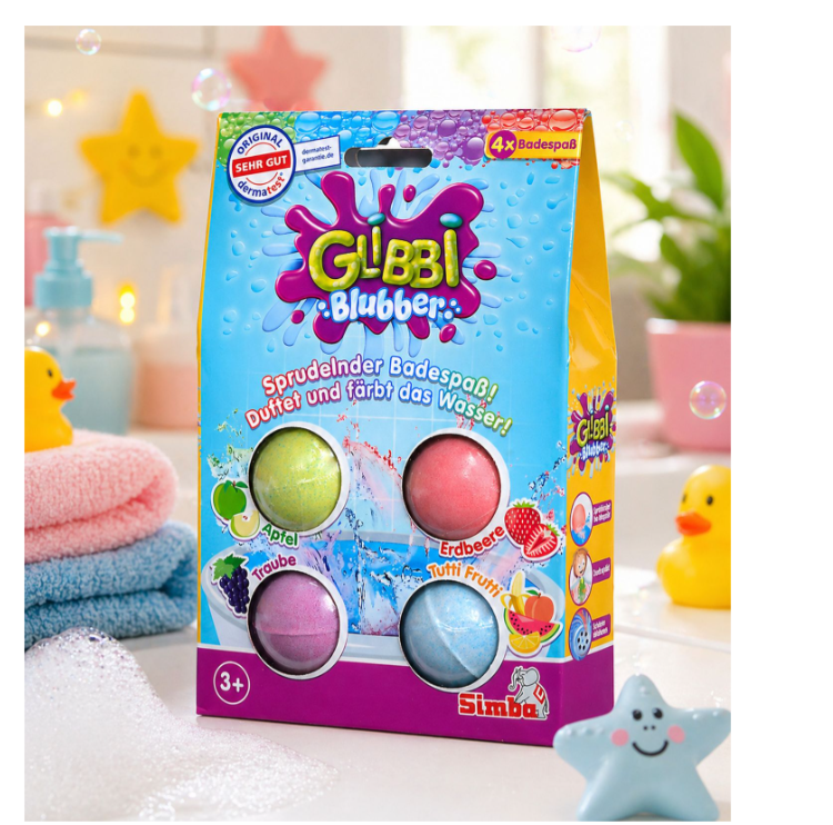 Simba Glibbi Blubber – Šumivé bomby do koupele pro děti (4 ks)