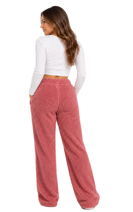 Dámské plyšové tepláky LA GEAR Teddy Fleece – Mahagonová/Růžová