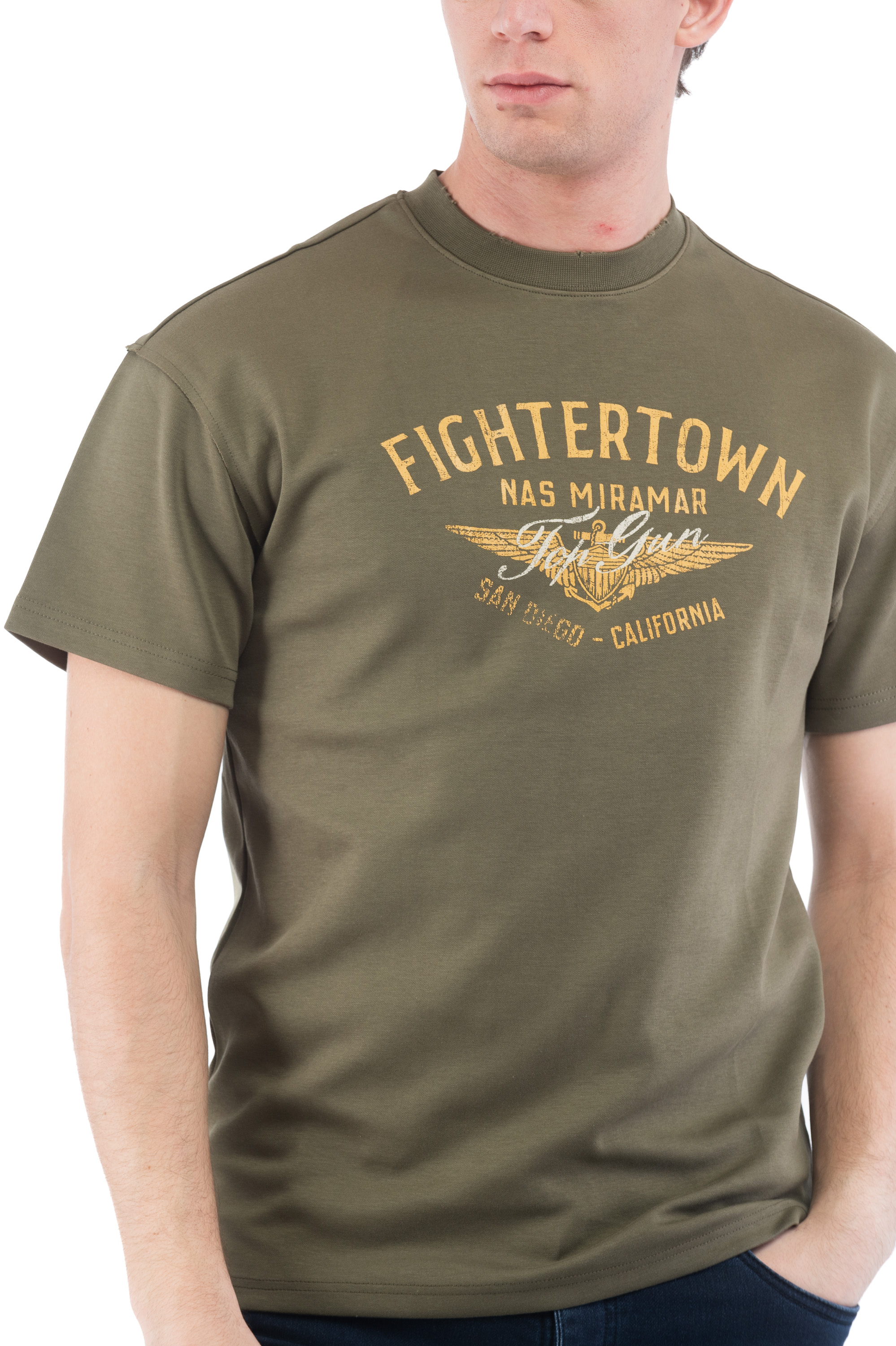 Top Gun Pánské Tričko 01G0442 – MILITARY GREEN (Vojenská zelená)