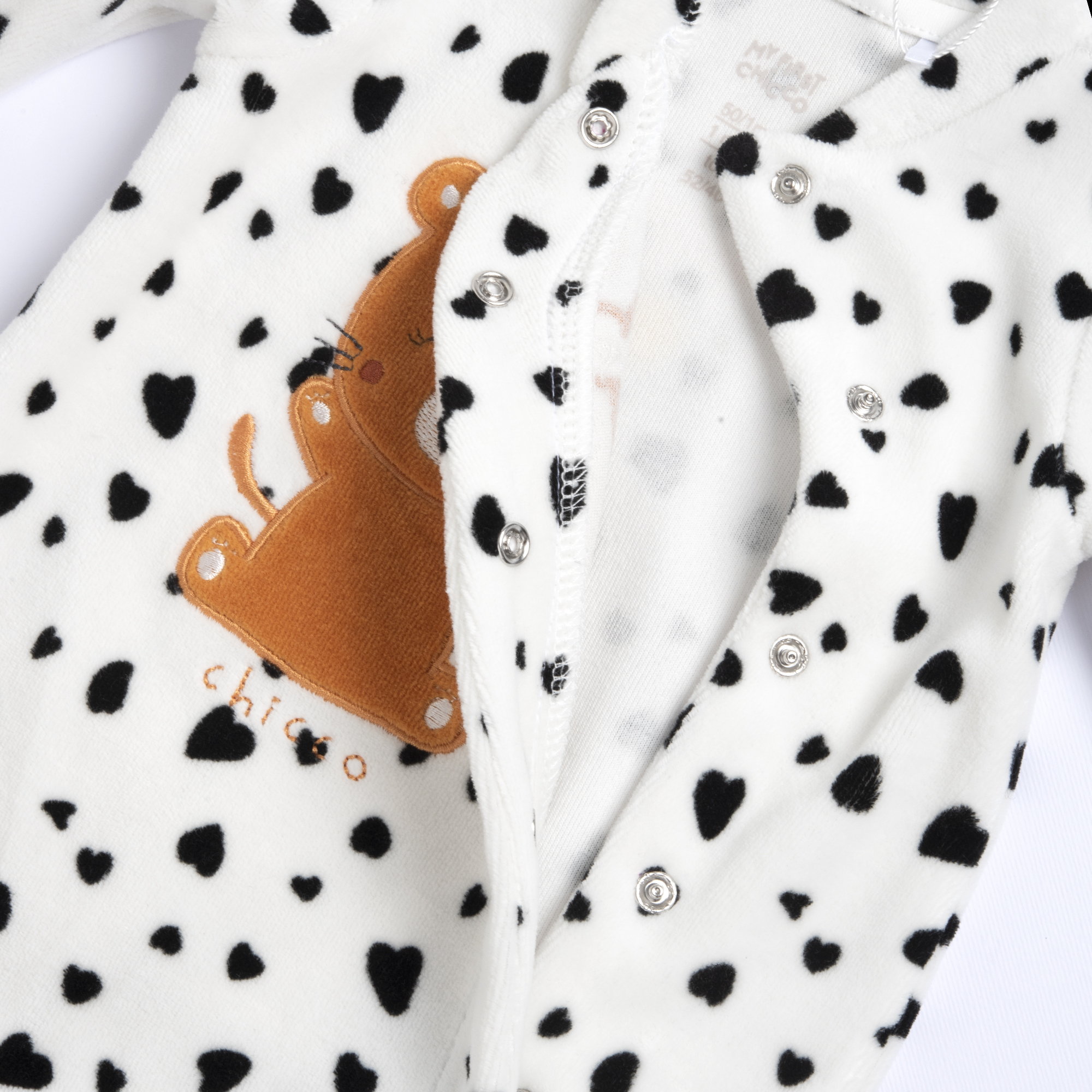 Chicco unisex dětský velurový overal Černobílý tygr 27207