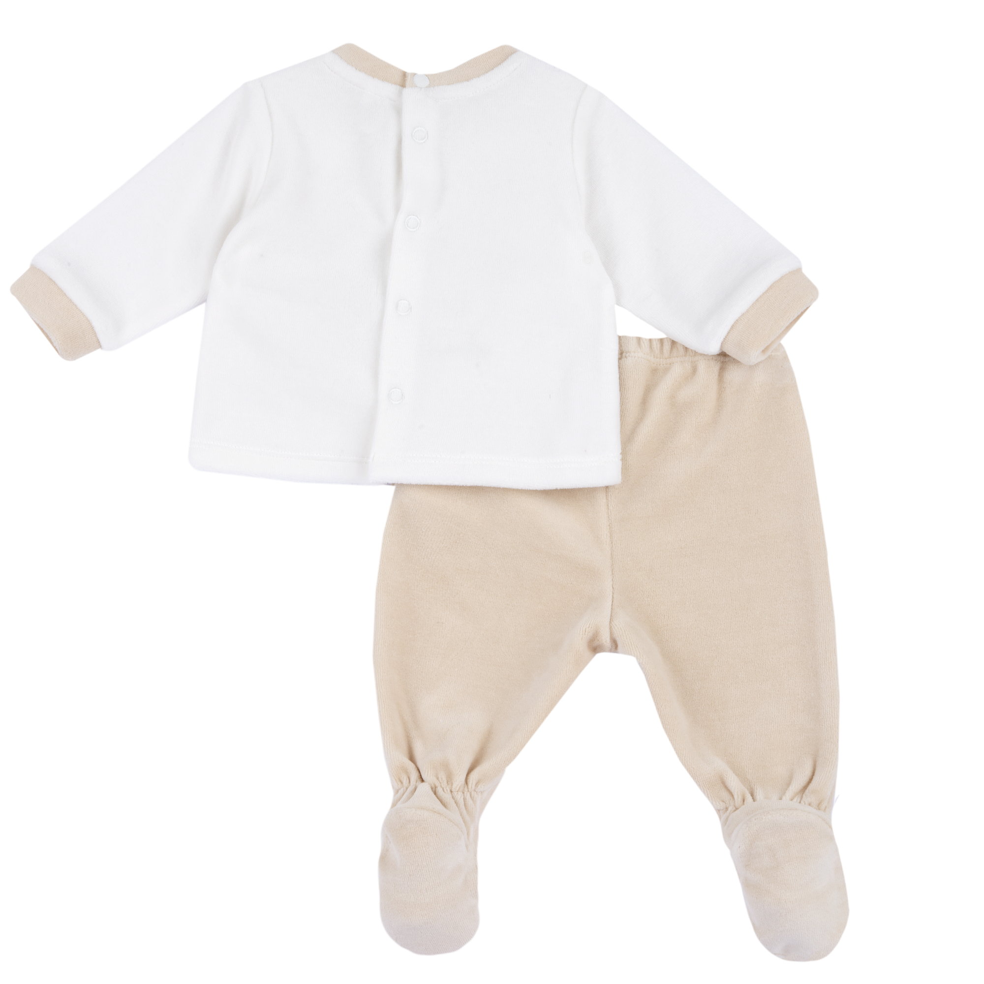 Chicco unisex 2D dvoudílný velurový set  Panda béžová
