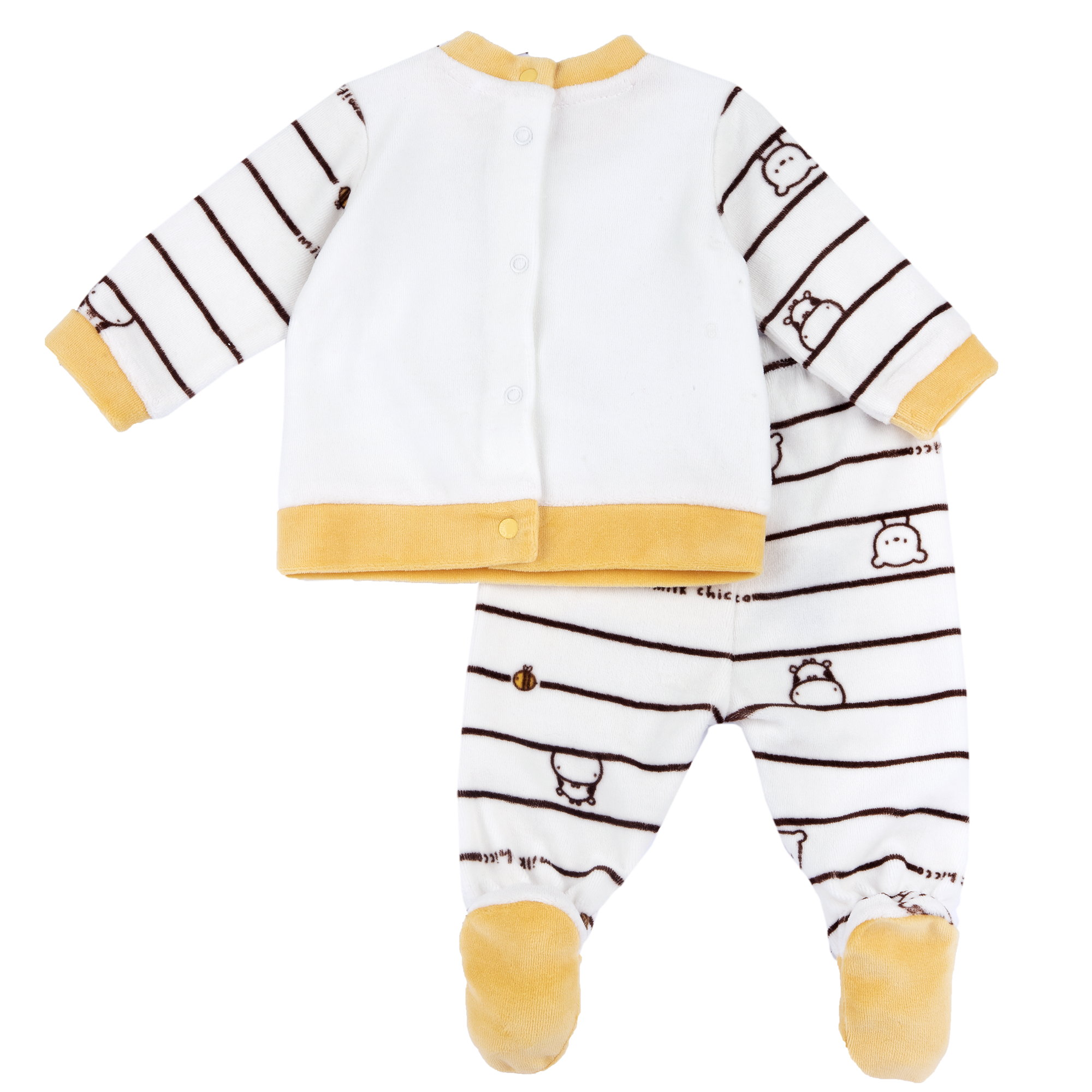 Chicco unisex 2D dvoudílný velurový set  Zvířátka v bílo/žlutý 
