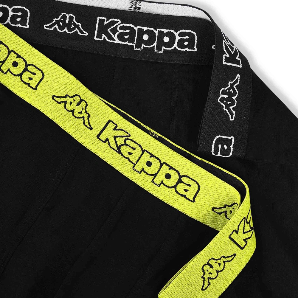 Pánské boxerky Kappa 351K1JW (2-Pack)  - ČERNÁ/LIMETKA