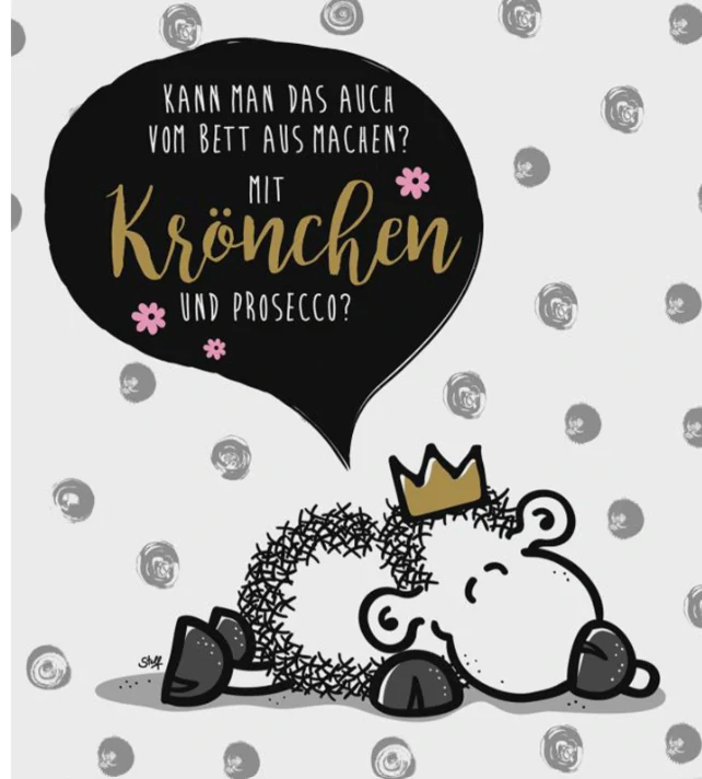 Sheepworld Dámské bavlněné pyžamo Sheepworld – Krönchen und Prosecco (šedo-bílé)