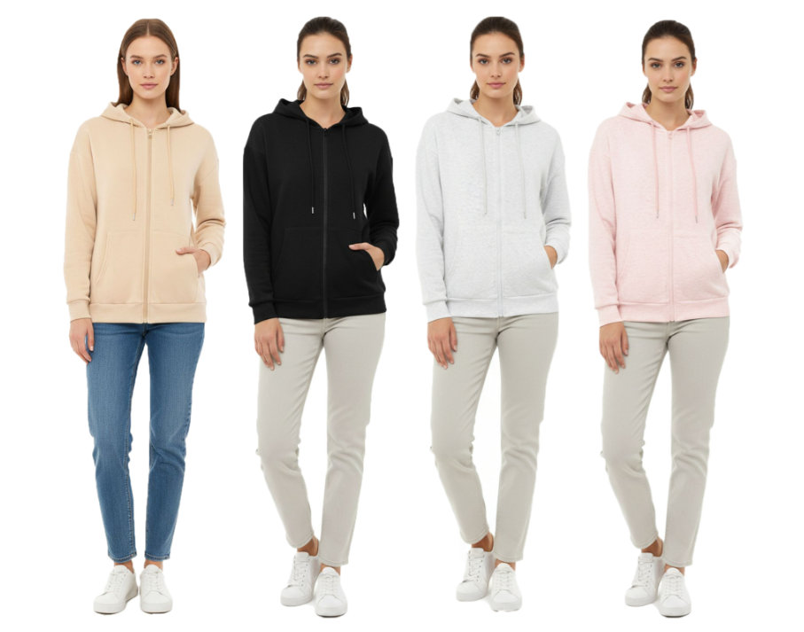 Dámská mikina na zip s kapucí Zwillingsherz 46094-3 – Černá