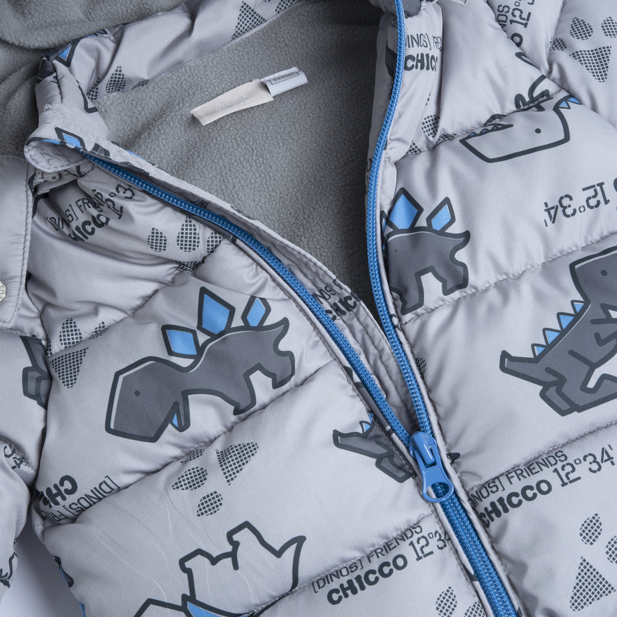 Zimní dětská bunda Chicco DINO s kapucí – ŠEDÁ 