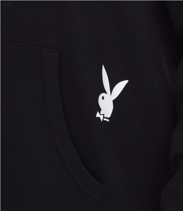 Pánská bavlněná mikina s dlouhým rukávem a kapucí PLAYBOY - černá