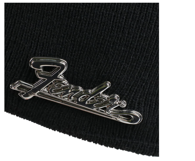 Pletená  Unisex zimní čepice - kulich Fender s kovovým logem (KC230303FEN) – černý