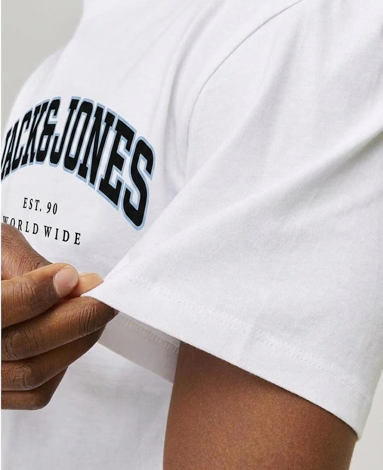 Jack & Jones pánské tričko Jjecaleb Varsity Tee bílé