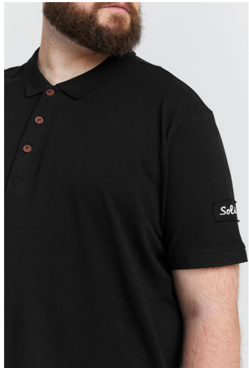 Pánská polokošile POLO !SOLID  (Plus Size)  - ČERNÁ