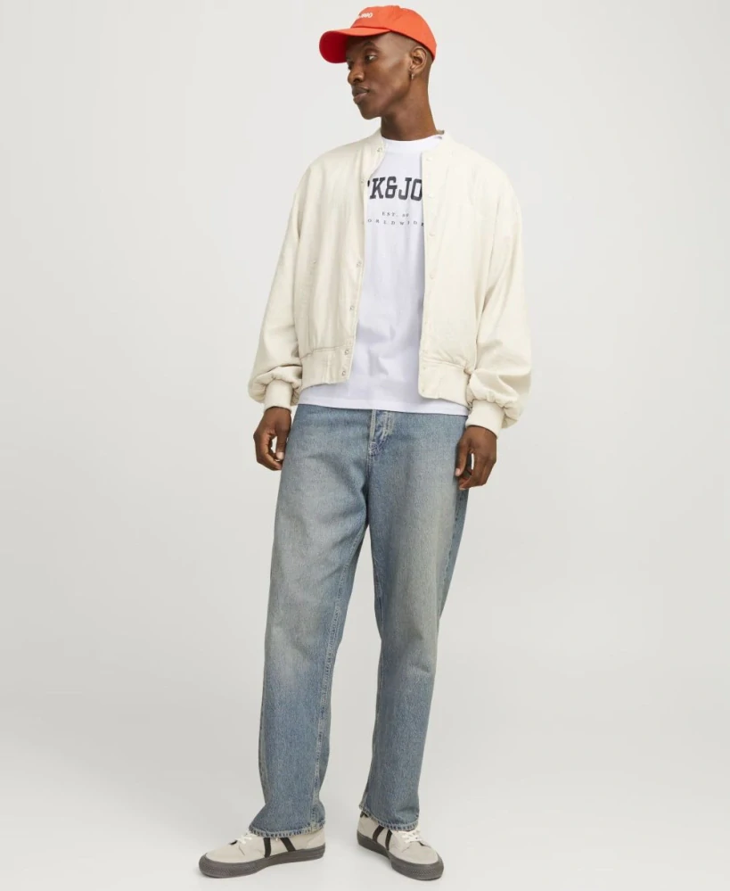 Jack & Jones pánské tričko Jjecaleb Varsity Tee bílé