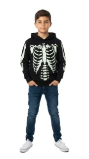 Dětská unisex fluorescenční mikina s kapucí Mystery Brand – Černá