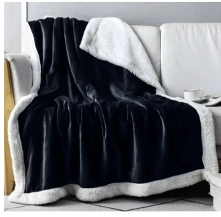  Oboustranná plyšová deka Everlasting Comfort Ultra Plush 260 GSM, 127 × 165 cm - černá/bílá